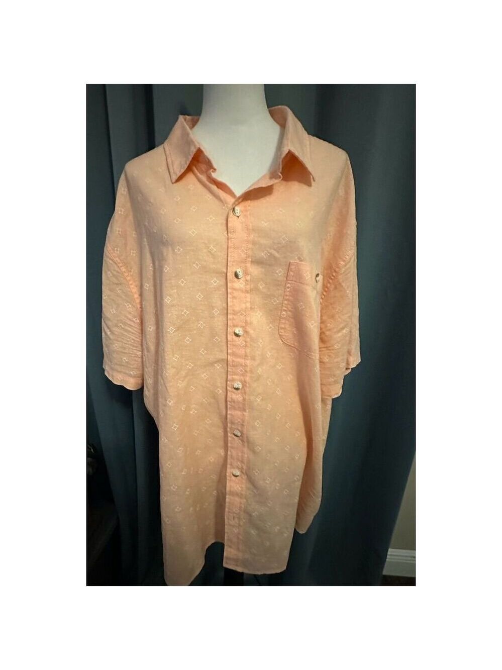 Even Tide Men's 3XL Light Orange Short Sleeve Button-Up Shirt Casual